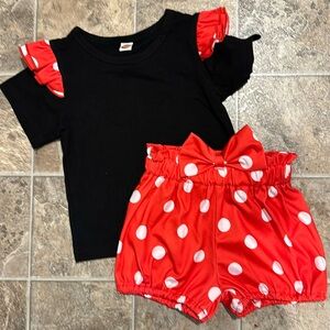 Kids Polka Dot Matching Set - Black and Red
